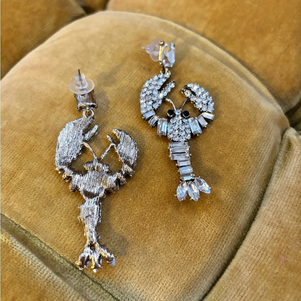 NEW GLAM ROCK LOBSTER Pendant Earrings CZ - Picture 4 of 5